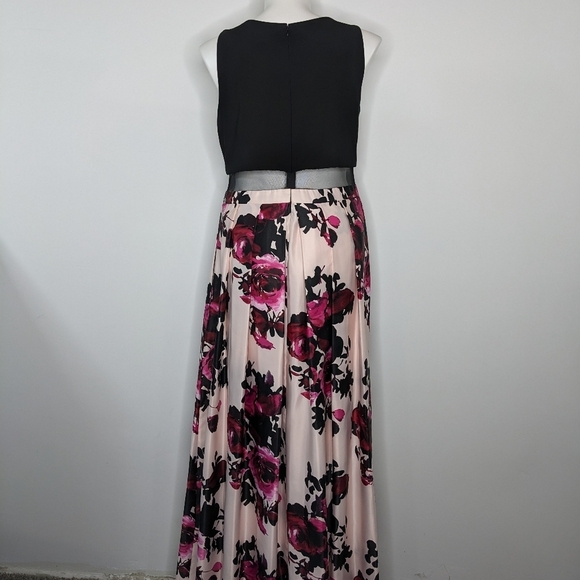 B&A by Betsy & Adam black pink sleeveless maxi gown dress 18W - Picture 3 of 11